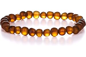 AMBERAGE Natural Baltic Amber Bracelet for Adults (Women/Men) - Hand made From Raw-Unpolished/Certified Baltic Amber Beads(6 Colors)