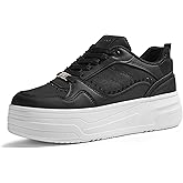 TIMEJOY Women's Platform Sneakers Chunky Tennis Shoes with Artificial Leather & Recyclable Material Insole Non-Slip Cushion for Casual, Streetwear & Daily Outfits