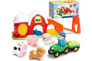 OFFICYGNET Toddler Toys for 1 2 3 Year Olds, Farm Animal Barn Playset with Animals Figures and Tractor Toy, Montessori Learning Toy for Toddlers 1-3, Christmas Birthday Gifts for Baby Boys Girls Age 12-18 Months