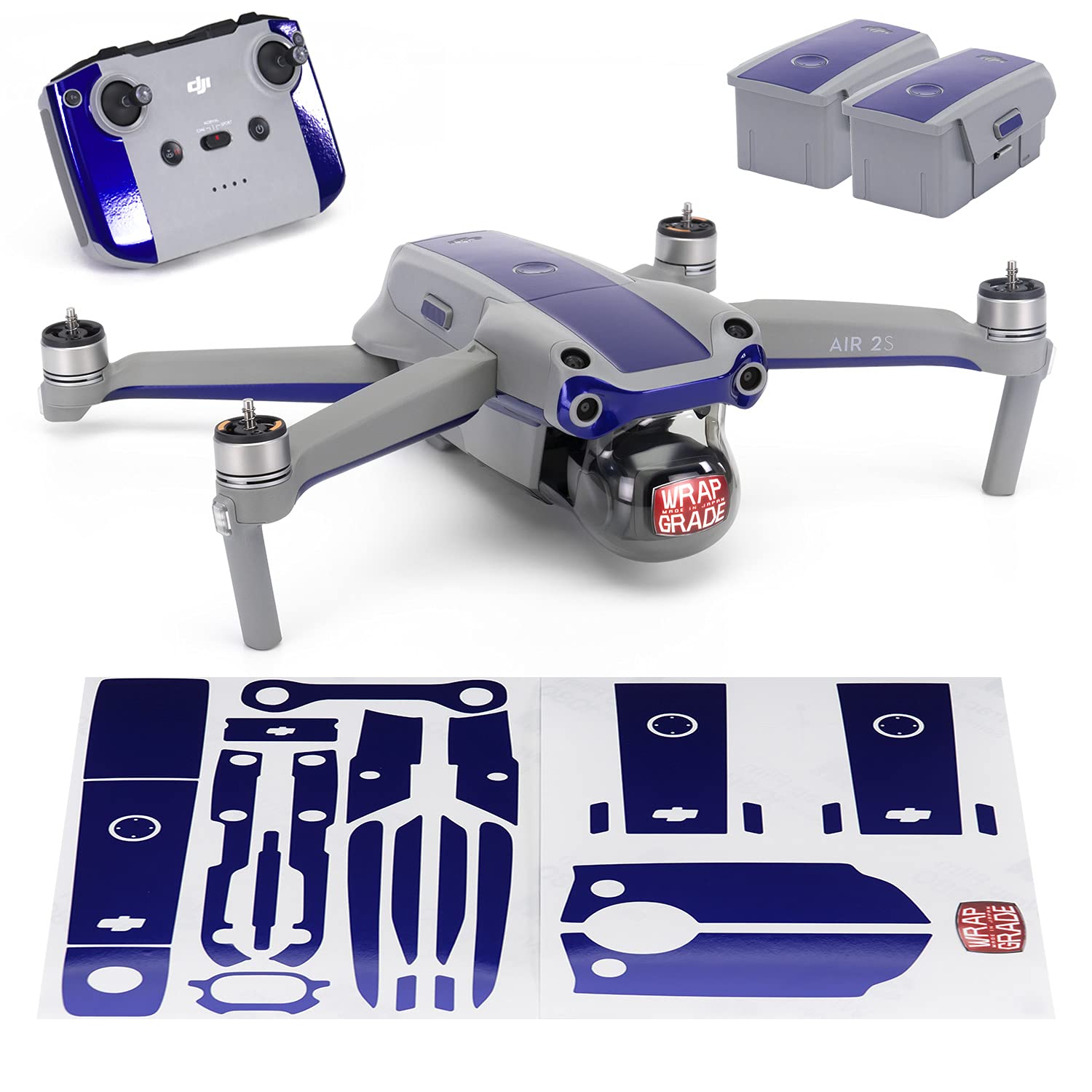 Wrapgrade Skin compatible with DJI Air 2S | Accent Color B (STRATOSPHERE BLUE)