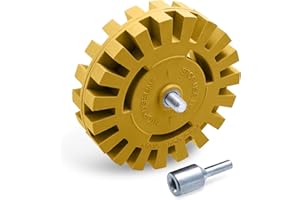 PanzerGlobal Heavy Duty Car Decal Rubber Eraser Wheel 4" & Adapter - Compatible With Any Drill - Pinstripe Sticker Remover Fo