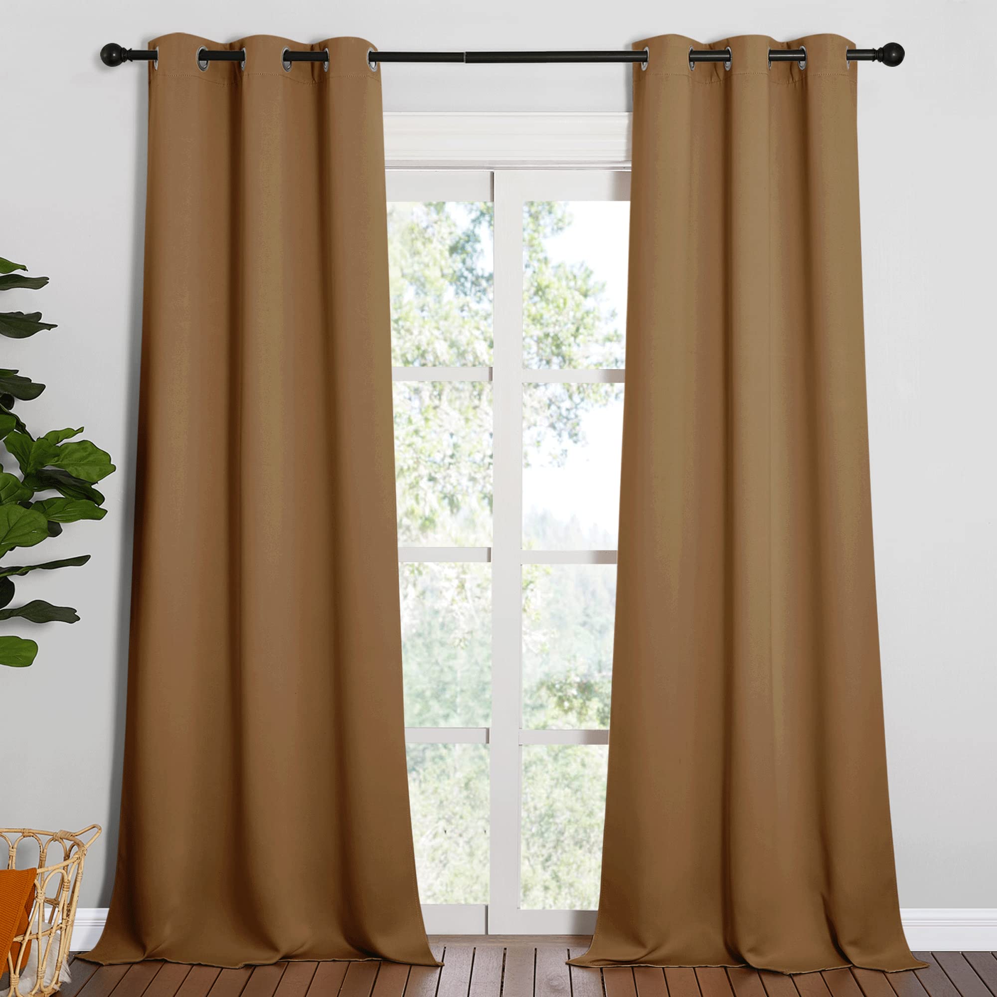 NICETOWN Sleek Blackout Curtains 95 inches Length for Windows, Noise Reducing and Block Draft Panels for Door Doorway Laundry Office Luxury Decor Theme (2 Panels, Gold Brown, W42 x L95 -Inch) Image NICETOWN Sleek Blackout Curtains 95 inches Length for Windows, Noise Reducing and Block Draft Panels for Door Doorway Laundry Office Luxury Decor Theme (2 Panels, Gold Brown, W42 x L95 -Inch) Image
