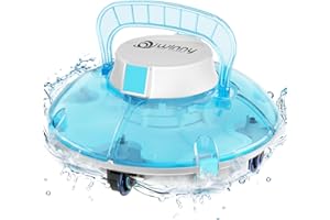 WINNY POOL CLEANER Cordless Robotic Pool Vacuum, Transparent Design, Dual Powerful Suction Ports, Auto-Parking, Pool Cleaner for Above Ground Pools up to 538 Sq.ft -200 SE Blue