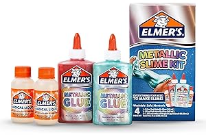 ELMER'S Elmer’s Slime Kit, Slime Supplies Include Elmer’s Metallic Glue, Elmer’s Magical Liquid Slime Activator, 4 Piece Kit