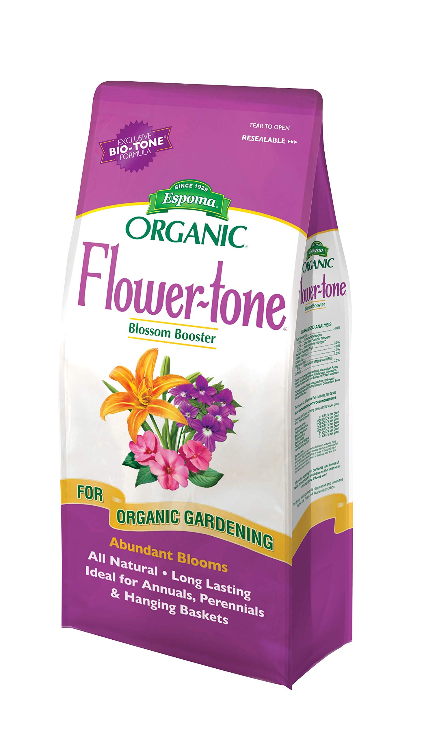 Espoma FlowerTone Plant Food, Natural & Organic Fertilizer for