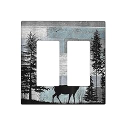 Forest Cabin Deer on Wooden Board Double Rocker
