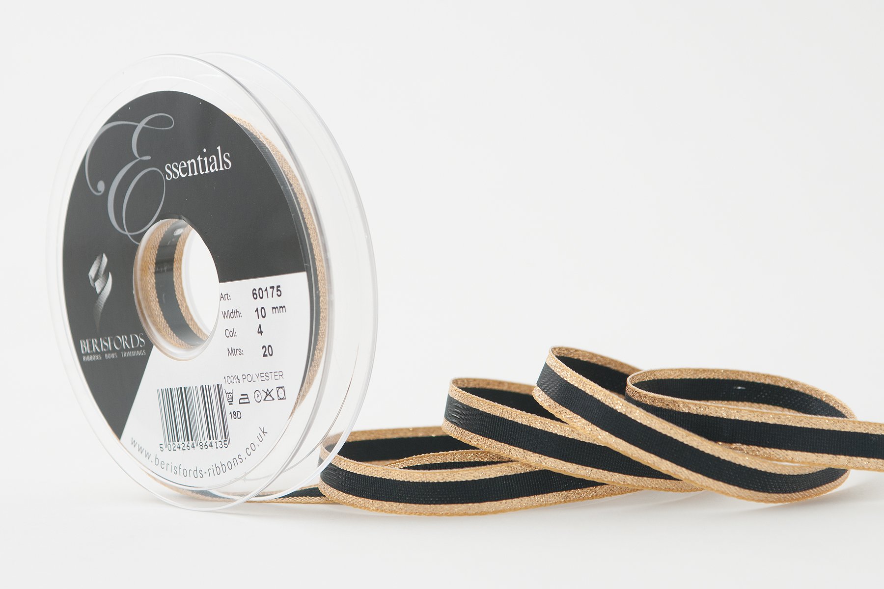 Berisfords Winter Stripe Ribbon, Dark Gold, 10 mm