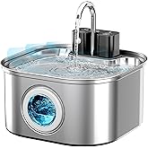 Lawfery Wireless Cat Water Fountain Stainless Steel 3.2L/108oz, Battery Operated Pet Fountain with 3 Modes, Cordless Pet Water Dispenser for Cats and Dogs