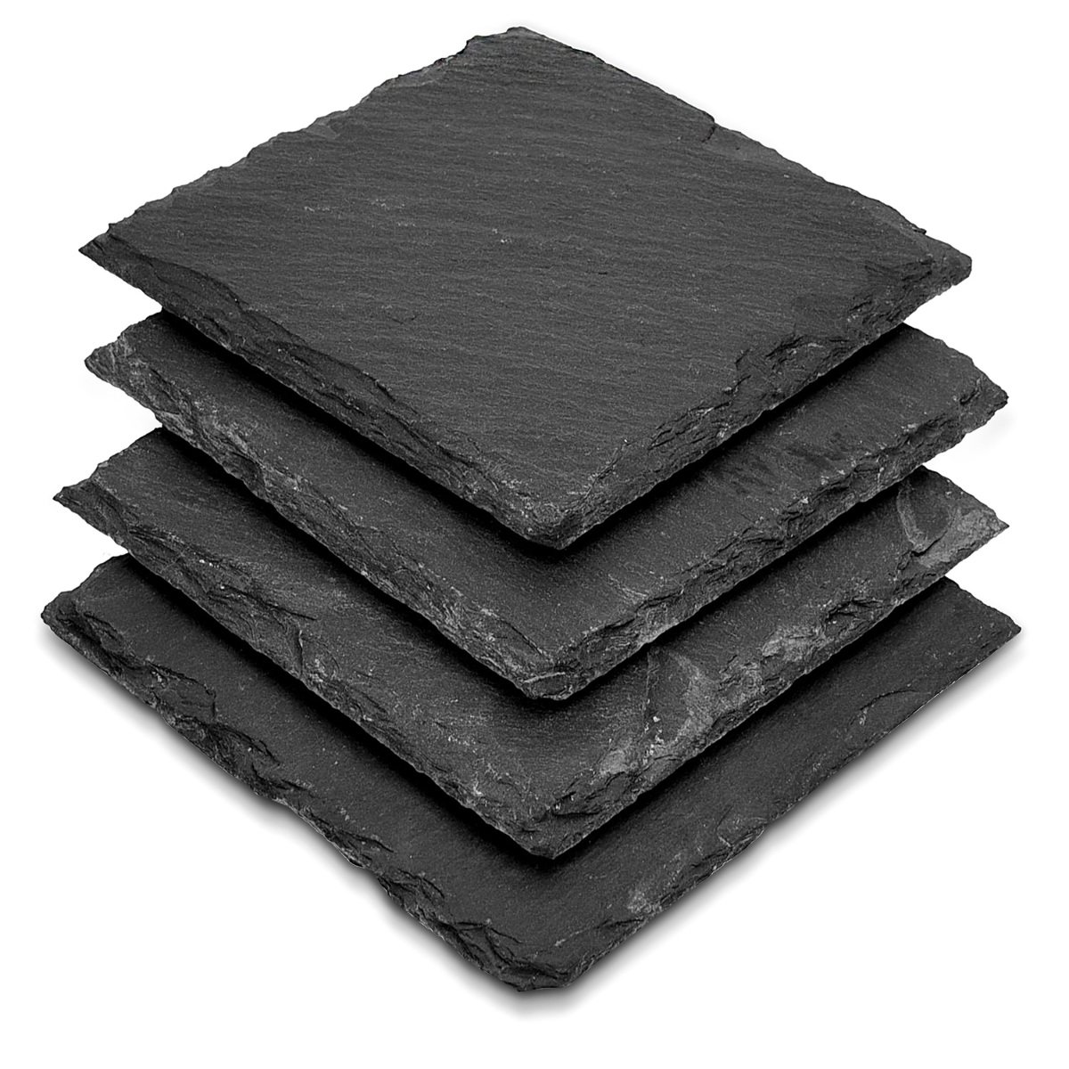 Navaris Natural Slate Glass Coasters - Set of 4 Square Drink Placemats Grey Stone — image 1