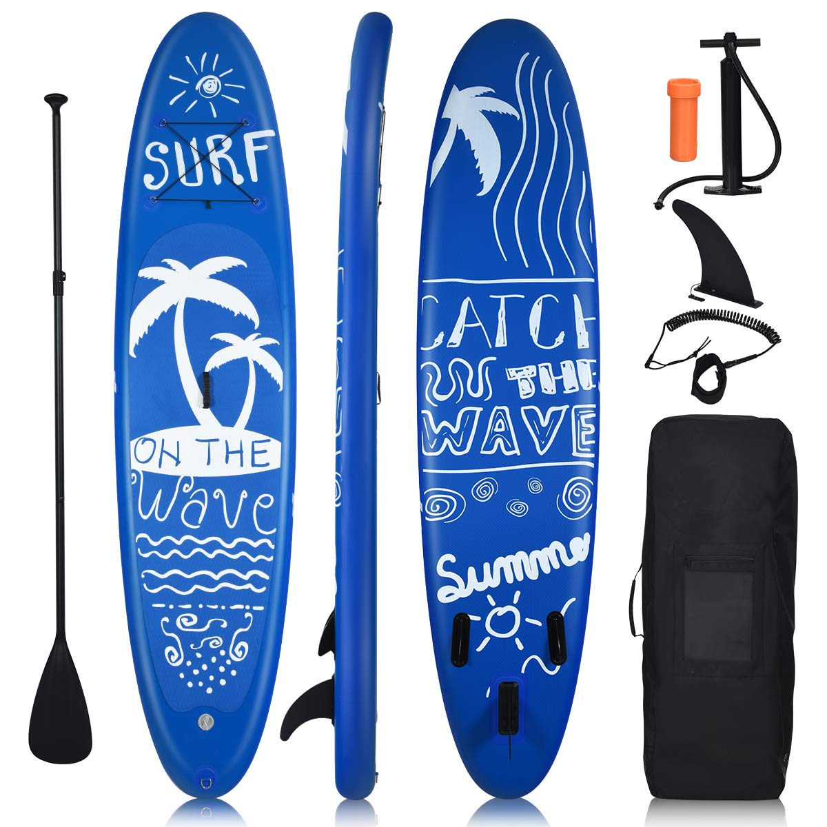Goplus Inflatable Stand Up Paddle Board, 6.5” Thick SUP with Premium Accessories and Carry Bag, Wide Stance, Bottom Fin for Paddling, Surf Control, Non-Slip Deck, for Youth and Adult