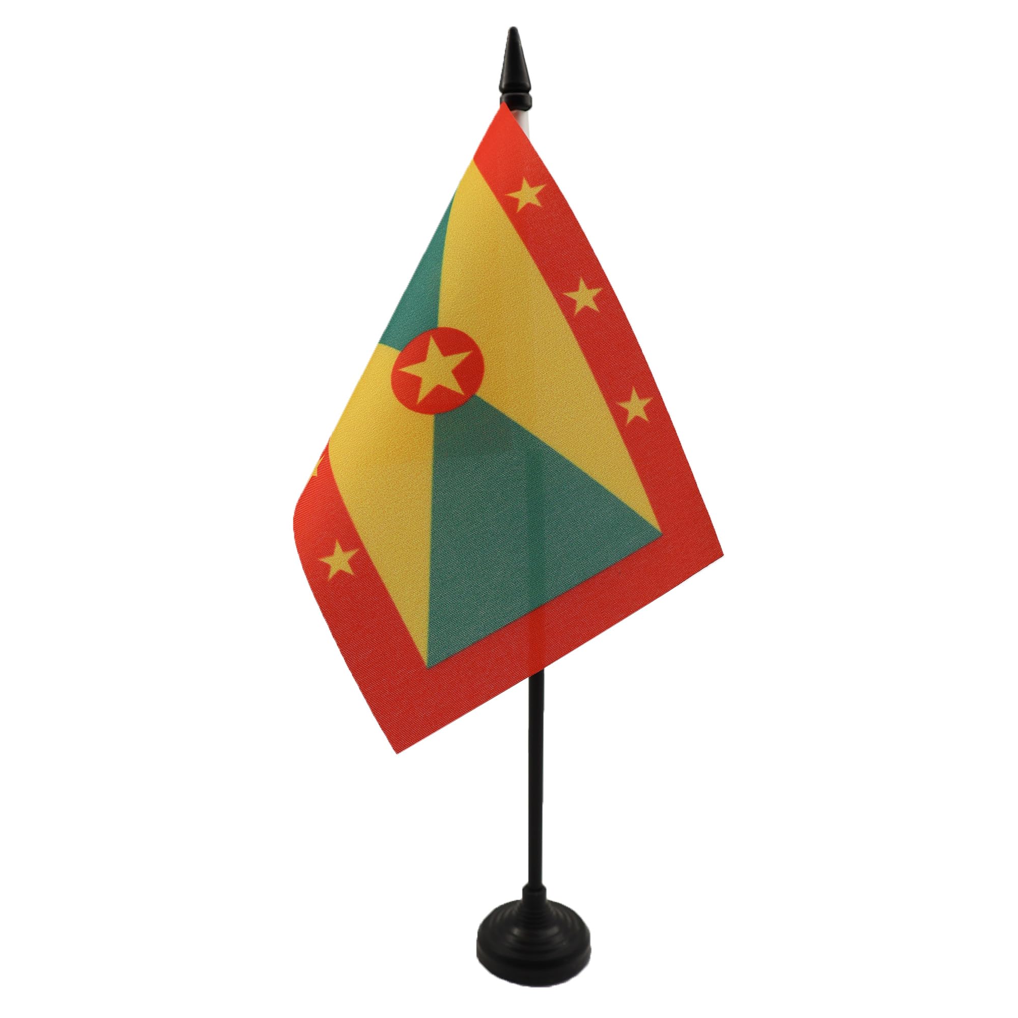 AZ FLAG - Grenada Table Flag 4'' x 6'' - Grenadian Office Mini Banner 100% Polyester 15 x 10 cm - Mini Desk Flag with 10'' Pole and Black Plastic Base