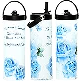 Bsolid Flip Straw Tumbler-Love Runneth Over-Beautiful Blue Roses Straw and Handle Spiritual Poetry Tumbler-For Ice Water, Iced Coffee, Hot Beverages, Smoothies, and Poetry Lovers-20oz Size