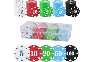 sharkplay Plastic Poker Chips Set with Storage Box for Blackjack, Texas Hold'em, Night Poker Games