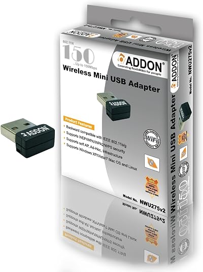 ADDON NWU275V2 11N 150Mbps Wireless USB Adapter WiFi Network Card 2.4GHz