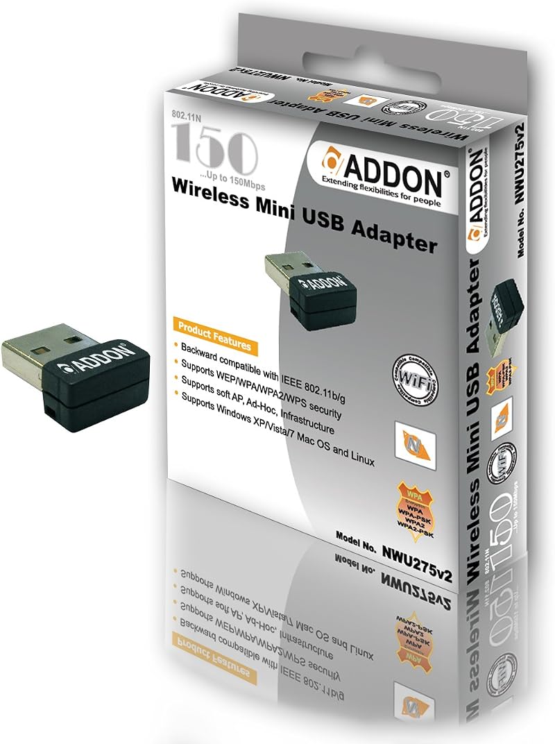 ADDON NWU275V2 11N 150Mbps Wireless USB Adapter WiFi Network Card 2.4GHz