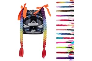 SEGO 1 PCS / 2 PCS Helmet Pigtail Helmet Braids with Detachable Suction Cup with Bowknot Motorcycle Helmet Ponytails Hair Tails Decoretion Many Colors (Helmet not Included)