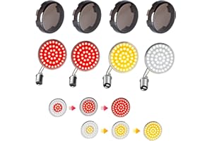 QUASCO Sequential Led Turn Signals, 1157 Front + 1156 Rear Blinkers with Smoked Lens Compatible with Harley Sportster Softail Street Glide Road King Cruiser Turing