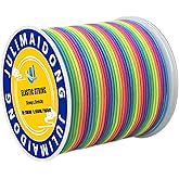 JULIMAIDONG 1.0mm Elastic Bracelet String Cord, Crystal Stretch Bead Cord for Bracelets Jewelry Making, Clear Stretchy Elastic String for Beading, Transparent Thread (1.0MM(Rainbow)/165ft)