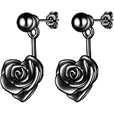 beautlace Rose Heart Necklaces/Stud Earrings Silver/Black Gun Plated Flower Love Heart Pendant/Earring Elegant Jewelry Gifts for Women