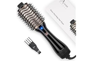 AIMA BEAUTY One Step Hair Dryer & Volumizing Hot Air Brush, Blow Dryer, Ceramic Straightener, Curler & Hot Comb 4 in 1 Salon Ionic Brush, Hair Styling Tools, Black