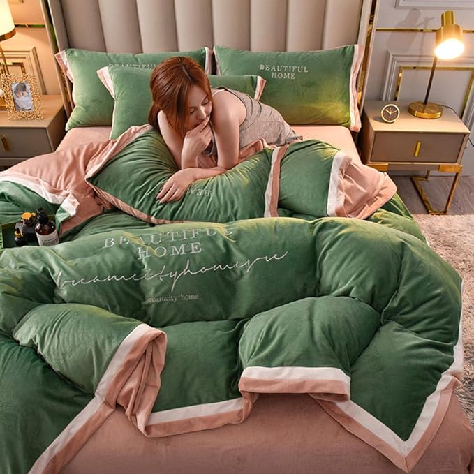 Copripiumini In Tessuto Parure Letto Matrimoniale 260x240 Verde