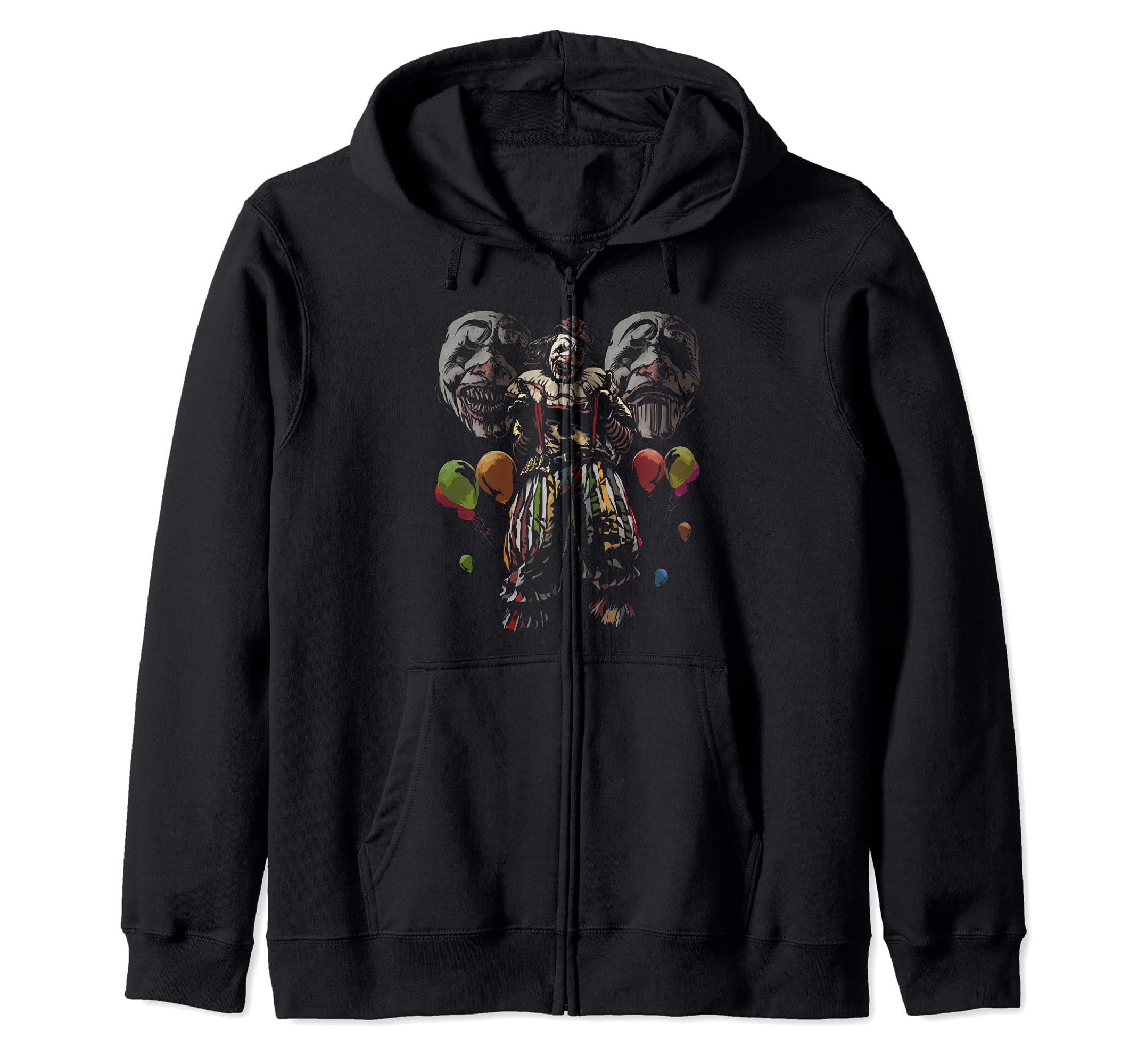 Creepy Evil Clown Balloons Horror Scary Halloween Costume Zip Hoodie