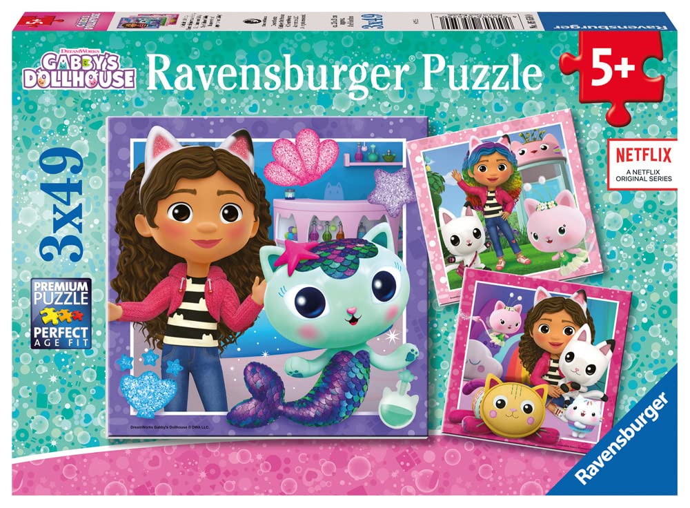 Ravensburger Gabby's Dollhouse 3x 49 Pieces Jigsaw Puzzles for Kids Age 5 Years Up - Gifts for Kids