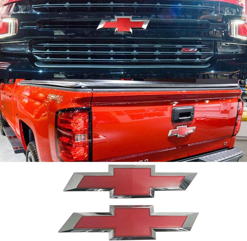 Silver Red Black Logo Fit for Chevy Chevy GM Silverado