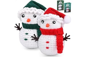 UzecPk Beginner Crochet Kit for Christmas, Crochet Kit for Beginners Adults, Snowman Crochet Starter Knitting Kits with Step-by-Step Video Tutorials-(Snowman Dad & Snowman Mother)