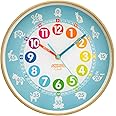 Animal Preschool Clock - Time Teacher 10 Inch Educational Silent Wall Clock with Wood Look Frame - Easy to Read Dial for Teacher's Classrooms, Preschooler's Bedroom & Children Playroom