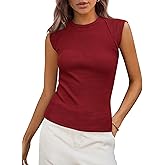 PRETTYGARDEN Women's Ribbed Tank Tops 2026 Summer Cap Sleeve Slim Fitted Knit Basic Casual Tee Shirts Trendy Fashion Clothes