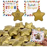 24 Sets Motivational Stress Balls Bulk for Adults Mini Star Shape Foam Squeeze Ball with Card Stress Relief Gifts Team Party Favors Employee Appreciation Gifts Bulk for Coworkers Staff Teacher Nurse