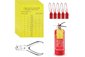 50PCS Fire Extinguisher Inspection Tags, Contains 6mm Puncher and Plastic Tamper Seals, Fire Extinguisher Inspection Tags fro