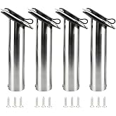 Amarine Made 4 Pack of Stainless Steel Rod Holders Rubber with Cap, Liner, Gasket (30 Degree Rod Holders)