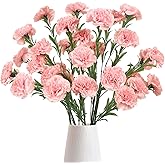 IPOPU Carnations Artificial Flowers 6PCS Fake Silk Carnations 33in Long Flowers for Tall Vases for Wedding Home Table Centerpieces Floral Arrangement(Light Pink)