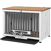 Aivituvin Dog Crate Furniture Movable Side End Table Indoor Dog Kennel for Small Medium Large Dogs Double-Doors Wooden Dog Ho