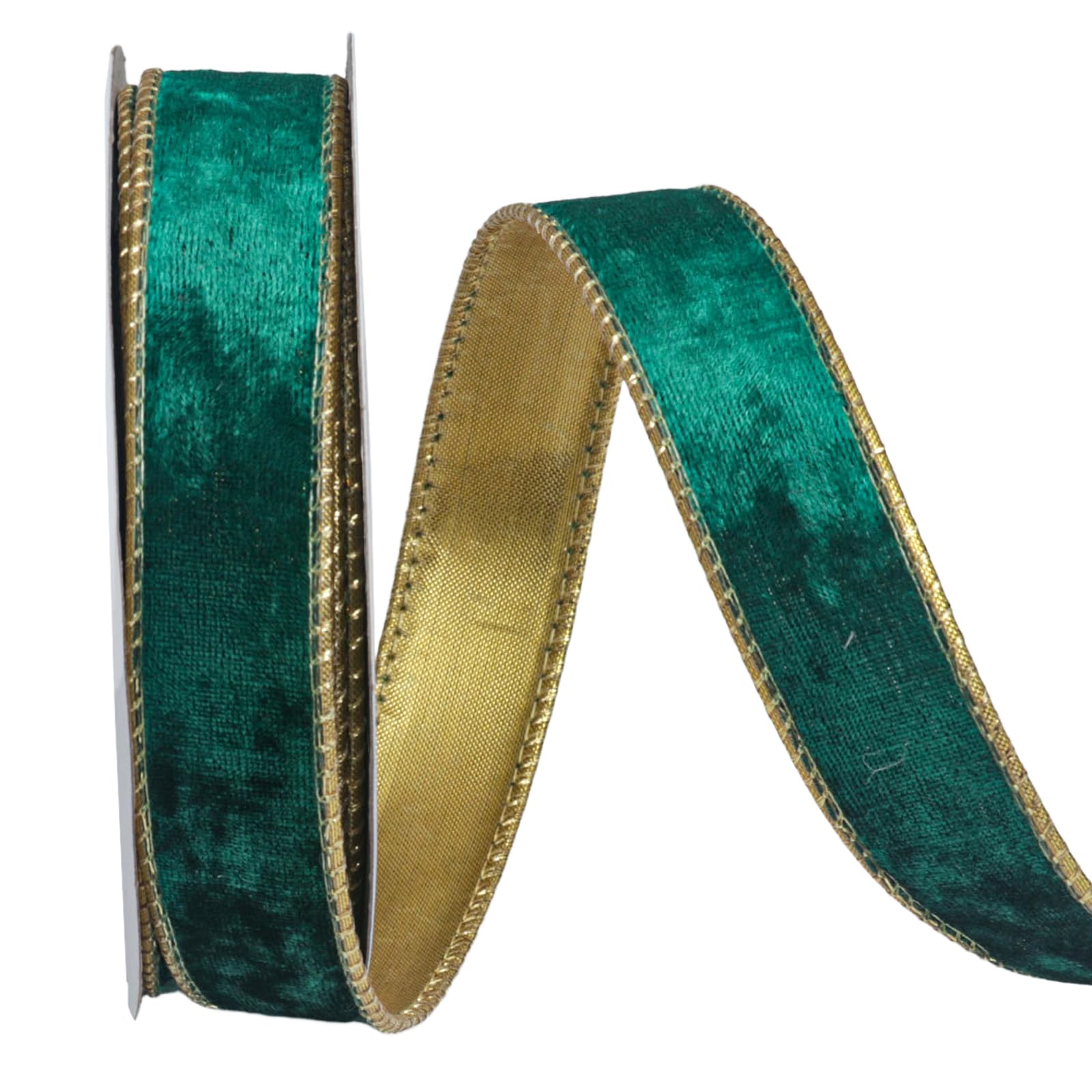 Photo 1 of 1 Inch × 10 Yard Christmas Green Golden Velvet Ribbons for Bow Making, Xmas Winter Holiday Ribbon Bows Accessories for Crafting Gift Wrapping Decorations