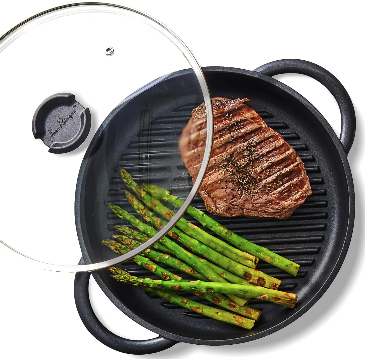 Jean-Patrique Divided Stove Top Grill, Lazy Pan - Divided Frying Pan with Multi Sections for Gas, Electric, Induction & Oven, 10.6" Diameter