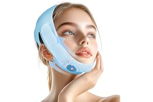 ONLUKY V-Line Face Lifting Mask, Double Chin Reducer Chin Support Strap Face Mask (Baby Blue)