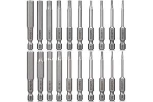 REXBETI 20 Piece Hex Head Allen Wrench Screwdriver Bit Set, SAE Metric 1/4 Inch Hex Shank S2 Steel Magnetic 2.3 Inch Long Drill Bits with Storage Box(20-Hex Bit Set(silver))