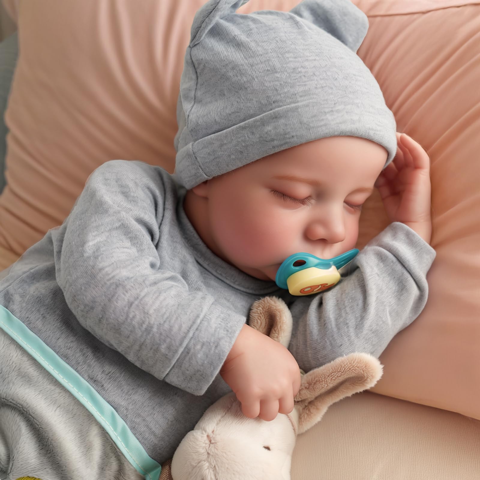 JIZHI Lifelike Reborn Baby Dolls Silicone Full Body - 17 Inch Realistic Newborn Baby Doll Real Life Realistic Baby Dolls Poseable Body Sleeping Baby Boy with Feeding Kit for Children 3+