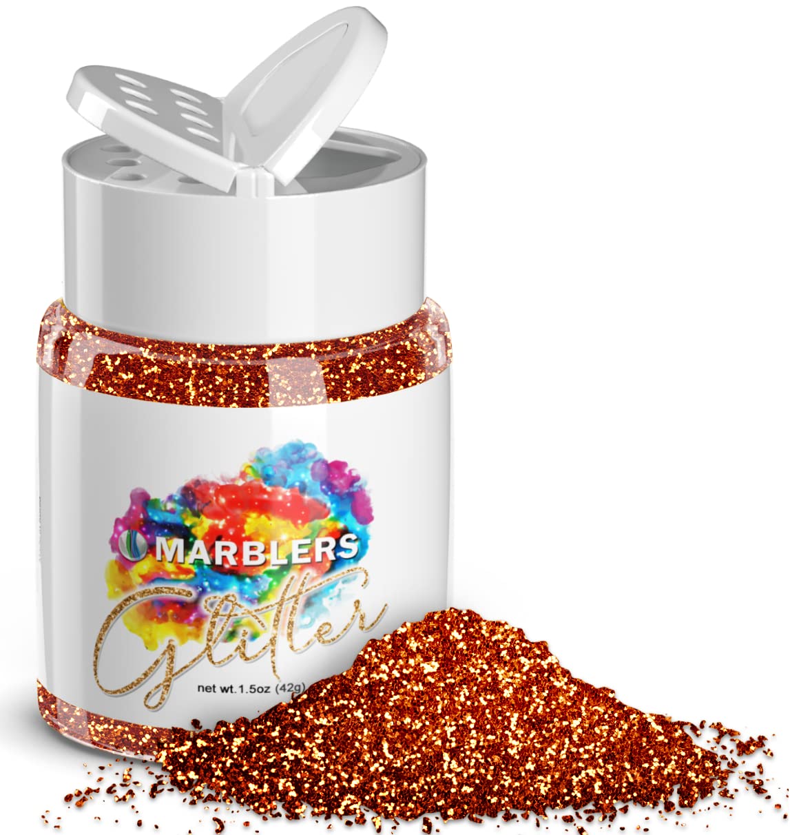 MARBLERS Twinkle Glitter [Copper] 1.5oz (42g) | Fine | Non-Toxic, Vegan, Cruelty-Free | Face, Body, Eyeshadow, Hair, Festival, Party Makeup | Nail Art, Polish | Resin, Tumbler, Slime, Craft