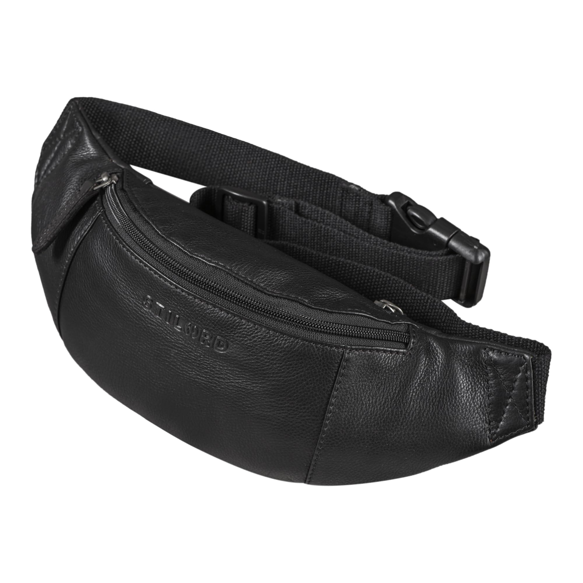 STILORD "Shawn" Large Bum Bag Leather Pouch Bag Fanny Pack Vintage Belt Bag for Men and Women Festival Travel Genuine Leather Colour:Black