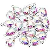 MECCANIXITY 20PCS 12x20mm Alloy Glass Crystal Teardrop Charm Jewelry Making Charm for Necklaces, Bracelets, Earrings