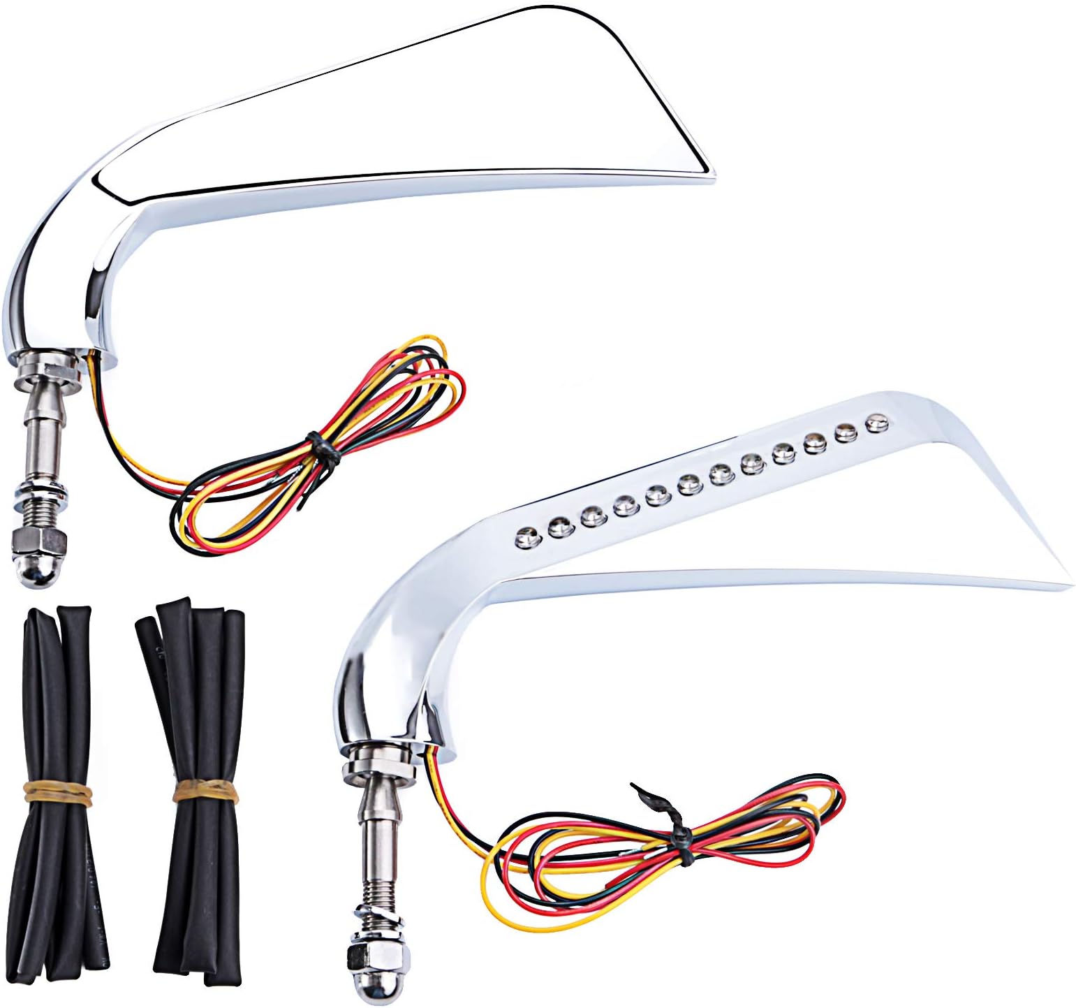 Motorcycle Mirror LED Turn Signal Aluminum for V-Rod Dyna Sportster Softail (Chrome)