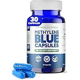 Optimal Human Naturals Methylene Blue Tablets (10mg) – High Purity, USP Grade with Vitamin C - Vegan, Unflavored Blue Methylene Capsules - Easy to Take Pills w/No Fillers or Dyes - 60 Count