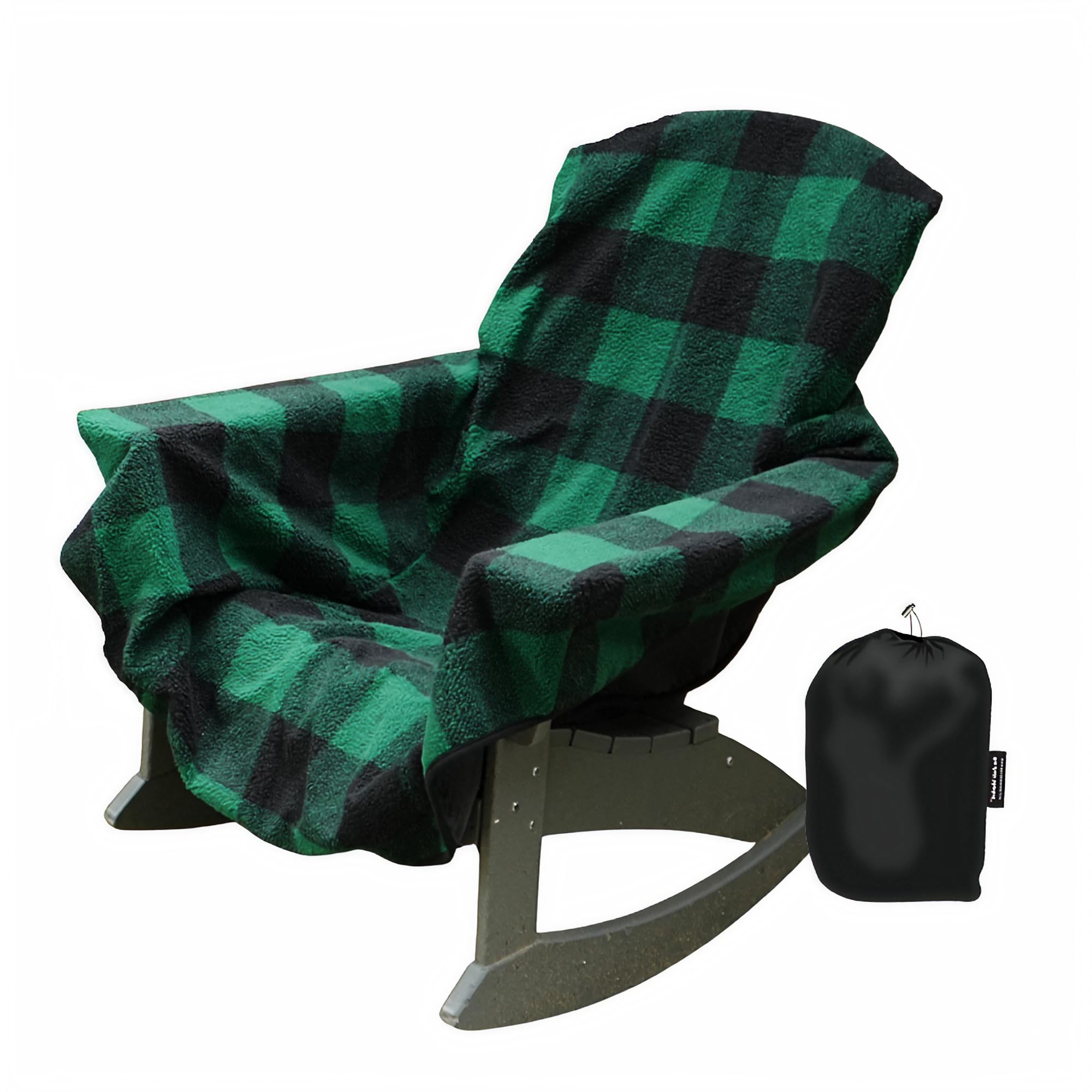 Photo 1 of CITYBONFIRES The Chair Blanket™ – Reversible, Waterproof & Sherpa-Lined - Stretchable Elastic Back - Original Patio Chair Cover – Ideal for Homes and Outdoor Furniture- with Carry Pouch – Green Plaid