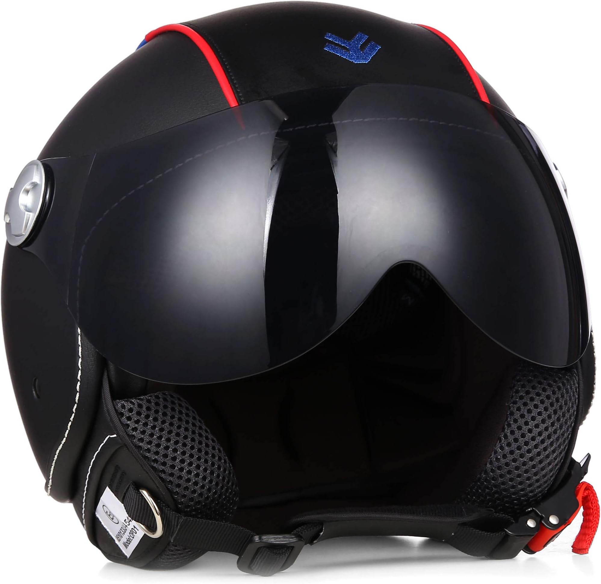 ARMOR Helmets AV-84 Open Face Helmet, ECE certified, Exclusive Leather-Design, Multicoloured/Booster, XL (61-62cm)