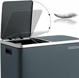 SONGMICS Dual Rubbish Bin 2-Compartment 24 L Greenish Grey with Lids Pedals view 3