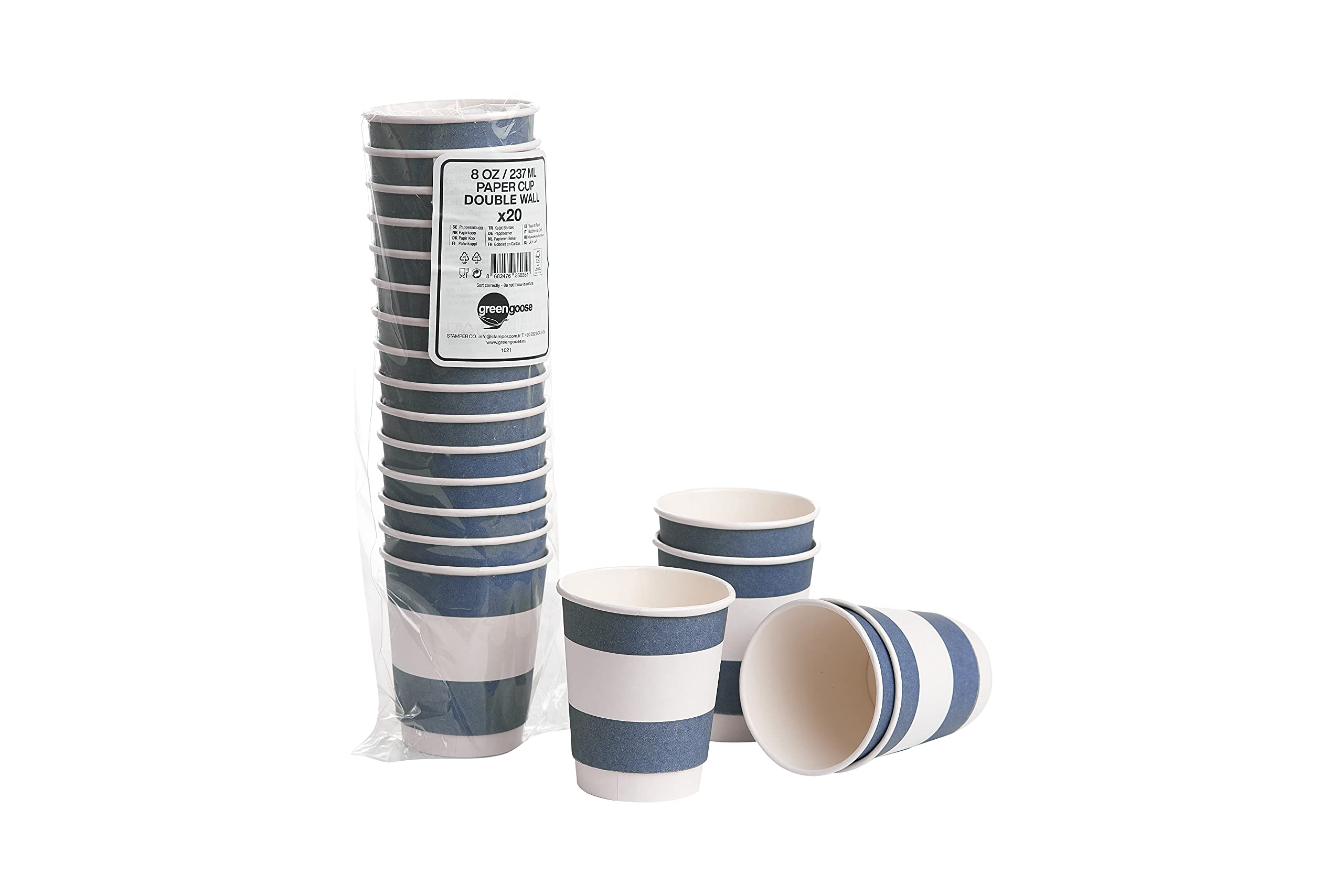 greengoose Paper cups 20 pieces 235ml Biodegradable Compostable Disposable Coffee to Go Espresso cups for hot and cold drinks